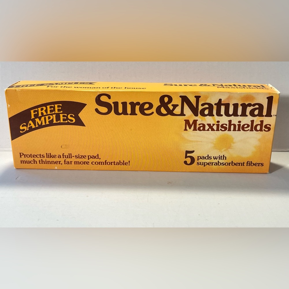 Vtg 1980s Sample Box of Sure & Natural Maxishields Feminine Maxi Pad Movie Prop